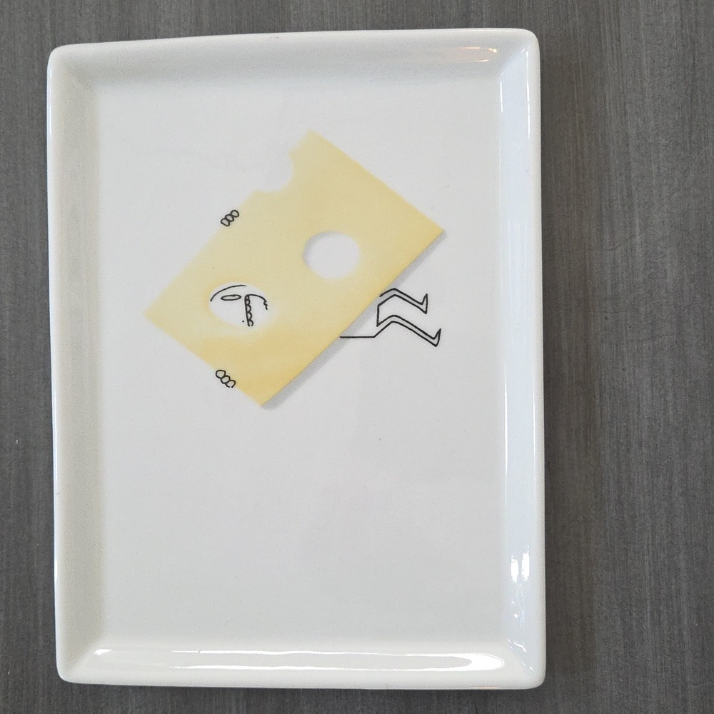 CRATE & BARREL CB2 OLIVER RECTANGLE APPETIZER PLATE  SWISS CHEESE 2011 RETIRED